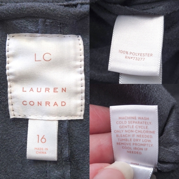 Lauren Conrad Gray Vegan Suede Moto Jacket- Plus Size - Picture 7 of 7